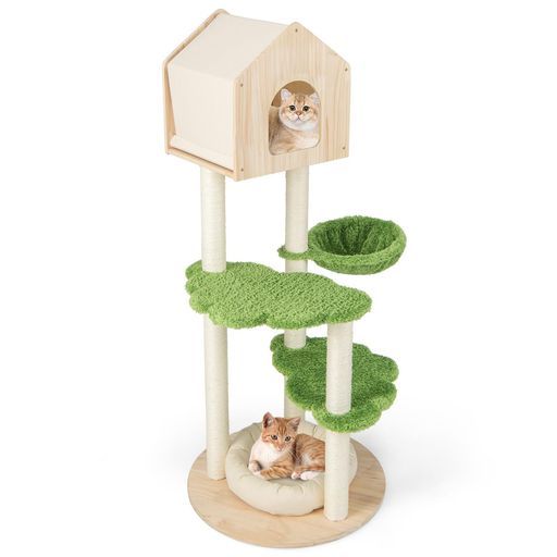 COSTWAYキャットタワー据え置き高さ139cmおしゃれ多頭飼い猫タワーねこタワー猫用品サイザル麻の爪とぎポール猫マット猫ハウス広い展望台安定運動不足解消ストレス解消ネコタワー猫の遊…