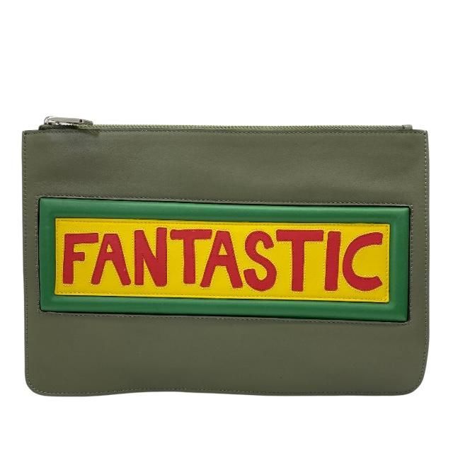 FENDI フェンディ 7N0078 FANTASTIC バッグ クラッチバッグ セカンドバッグ クラッチポシェット ロゴ レザー モスグリーン マルチ