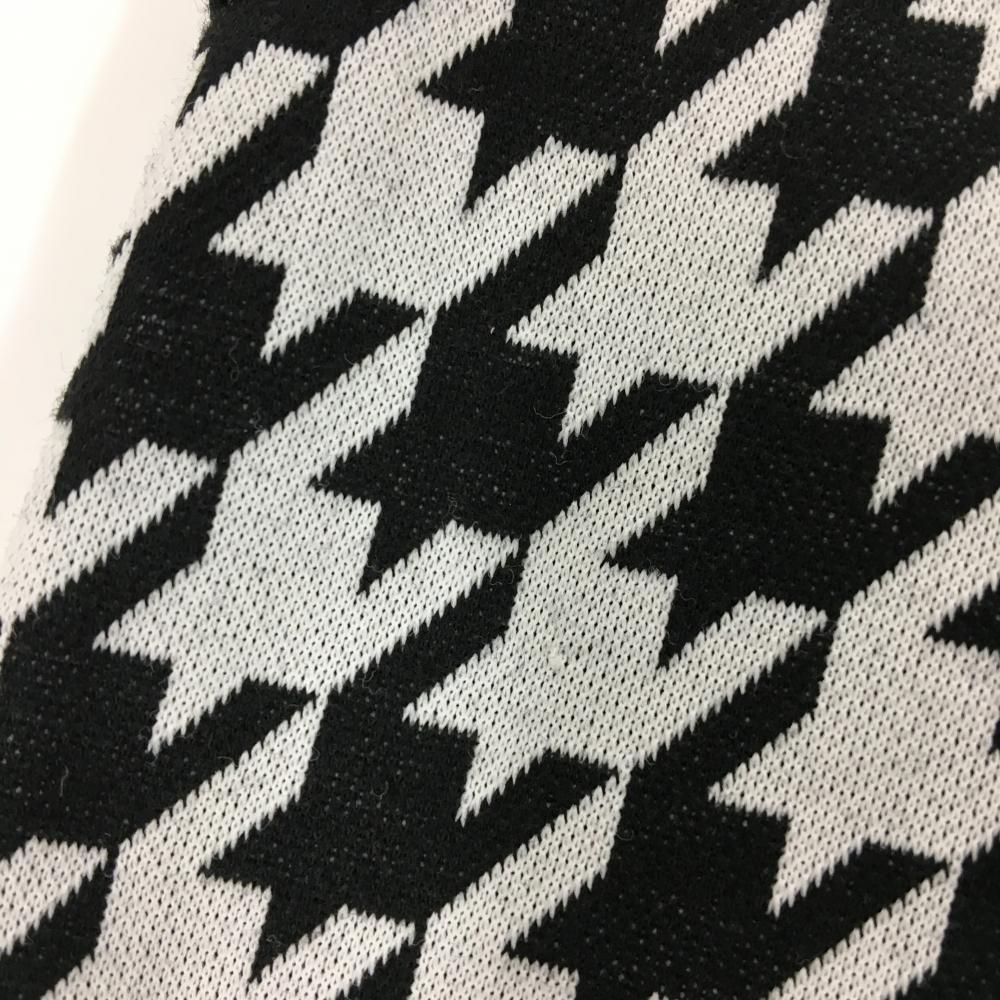 美品】アダバット 半袖ハイネックワンピース 黒×白 千鳥格子 ハーフ