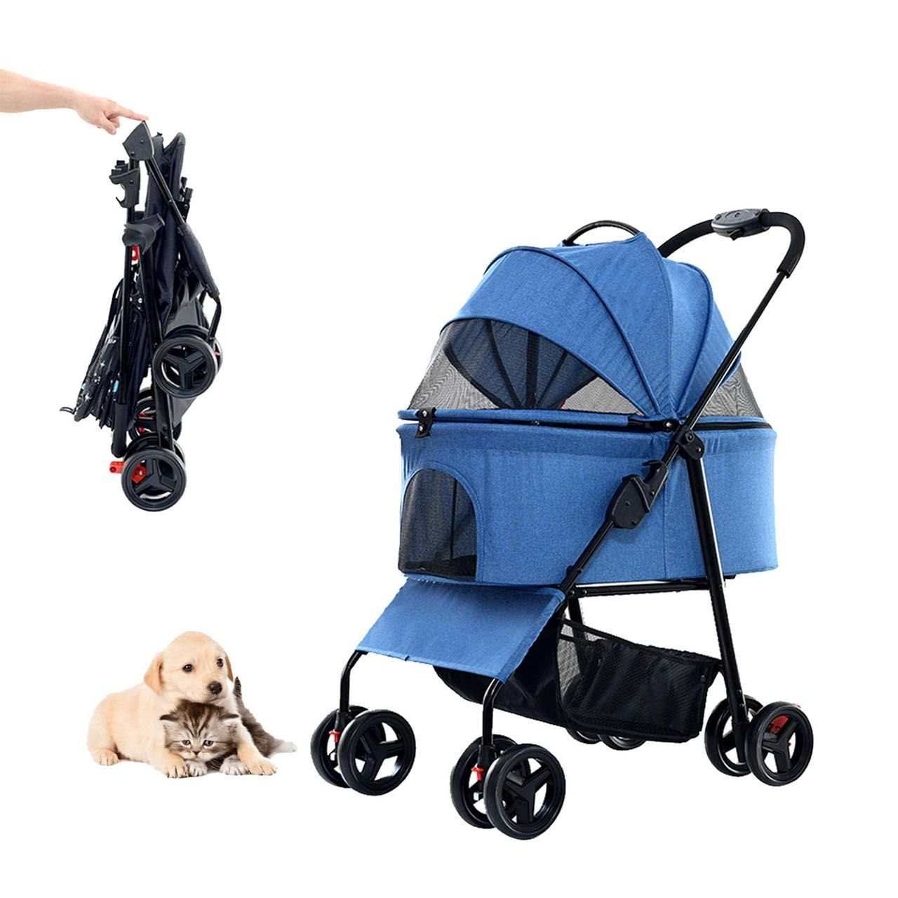 玉城 分離型ペットカート ペットカート ペットバギー ドッグカート 折りたたみ 犬 猫 4輪バギー わんわんカート ブレーキ 軽量 防水 キャリー 小型犬 中型犬 老犬 散歩 おでかけ 通院 旅行 耐荷重15Kg 合金鋼 脱走防止