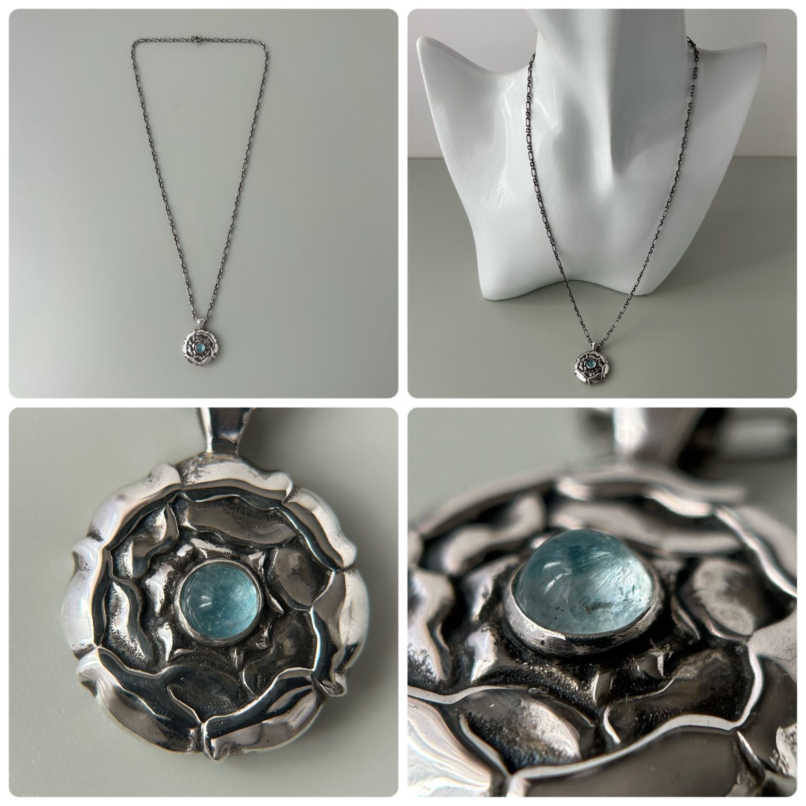 ジョージジェンセン ネックレス バース ペンダント アクアマリン AG925