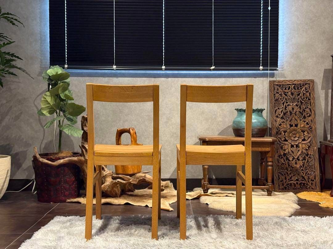 良品計画　オーク材　無垢材　シンプル　ナチュラル　ウッドチェア 2脚セット　SZ 良品計画 オーク材 無垢材 シンプル ナチュラル ウッドチェア 2