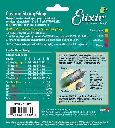 Elixir エリクサー ベースバラ弦 NANOWEB ニッケル 6弦用 Long Scale .032 15332 wwzq1cm