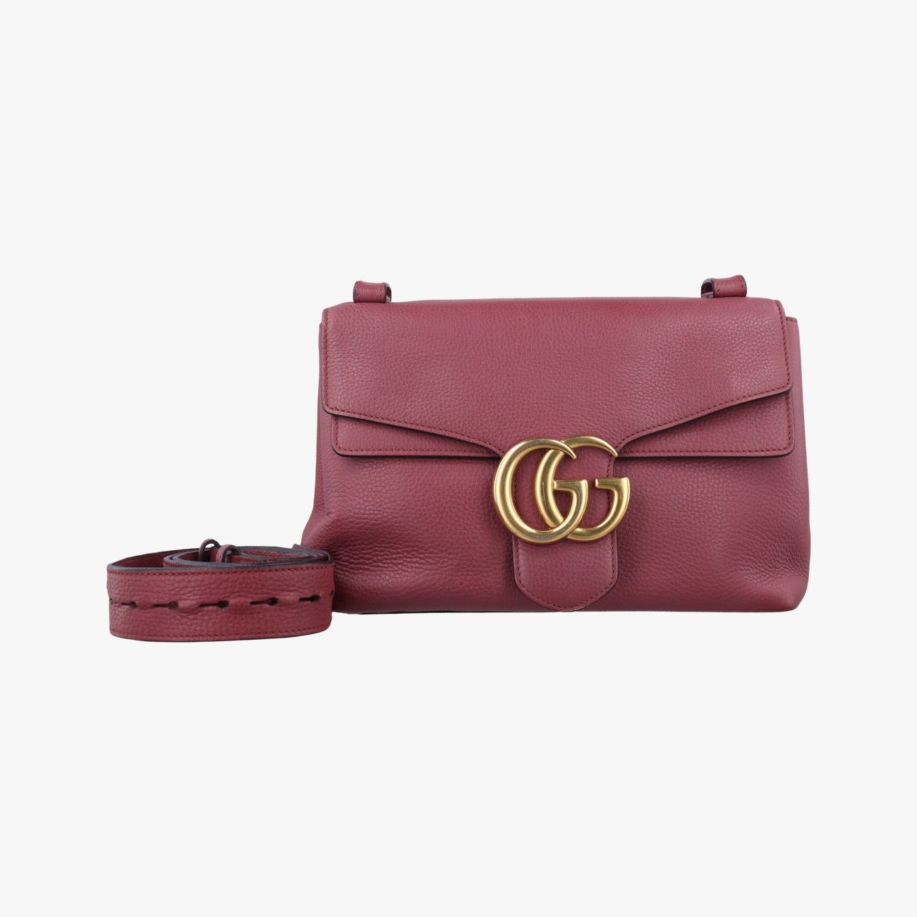 Gucci ワインレッド レザー ショルダーバッグ