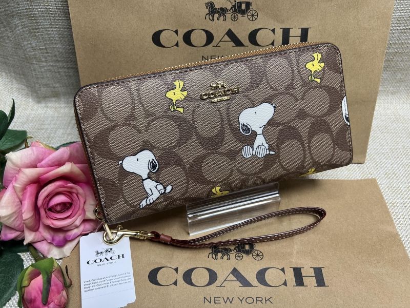 COACH 財布 コーチ 長財布 シグネチャー ラウンドジップ スヌーピー