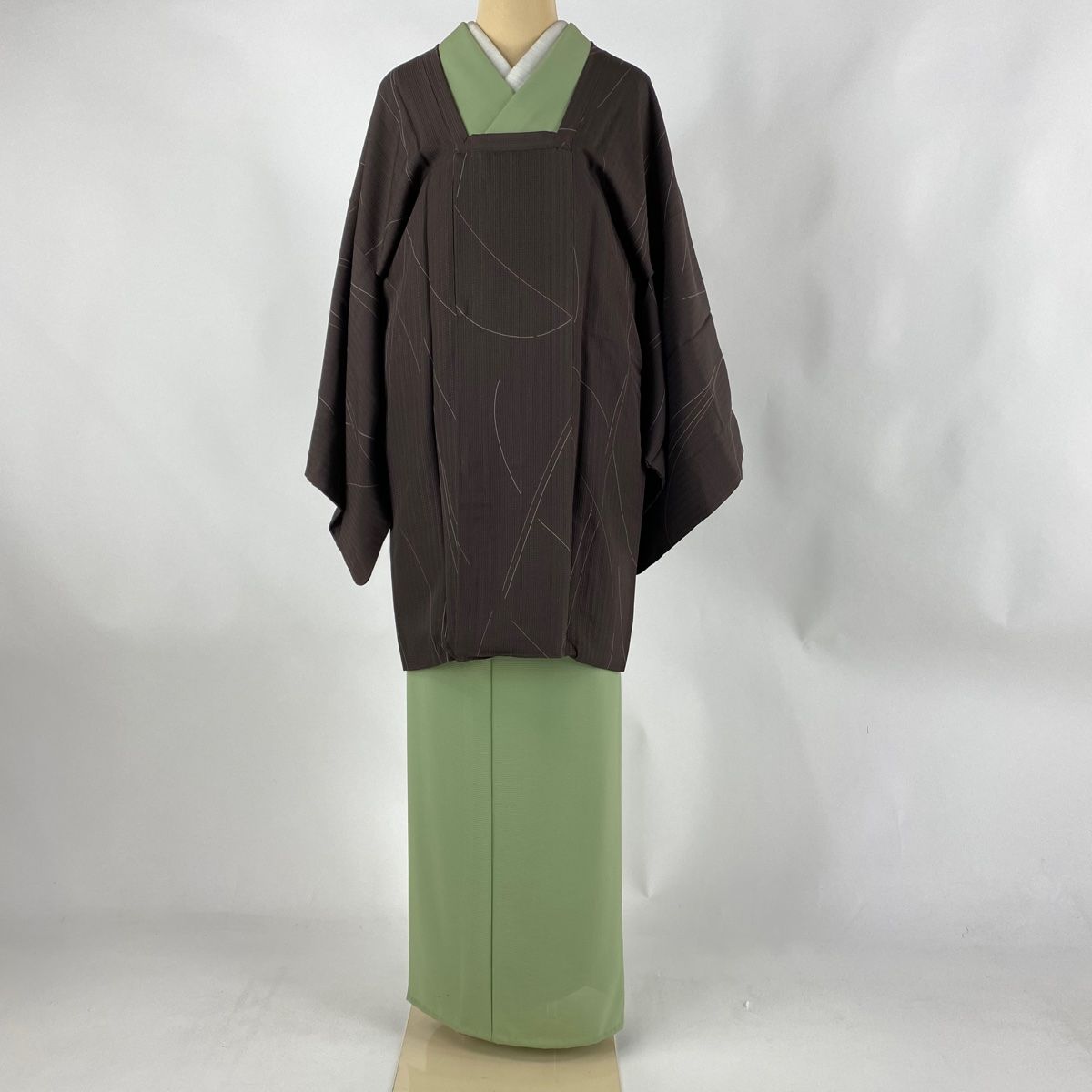 道中着 身丈99cm 裄丈68cm L 和装コート 着物衿 ぼかし柄 墨色 正絹  