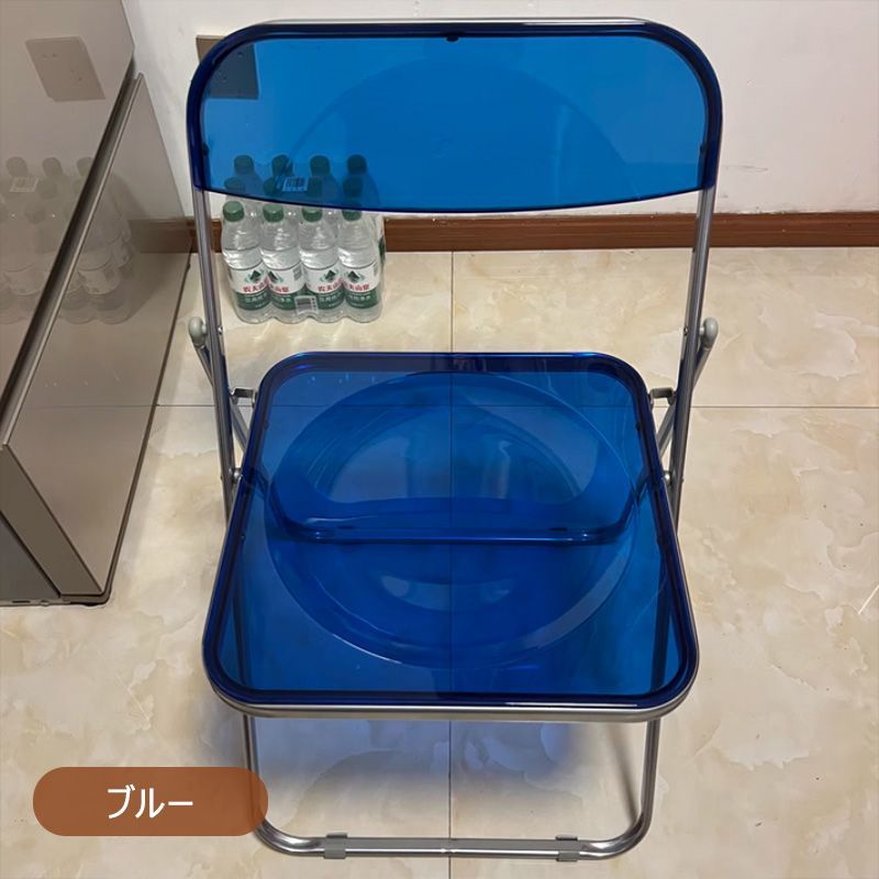 4脚セット クリアプラスチック折りたたみ椅子 チェア 透明 折りたたみ