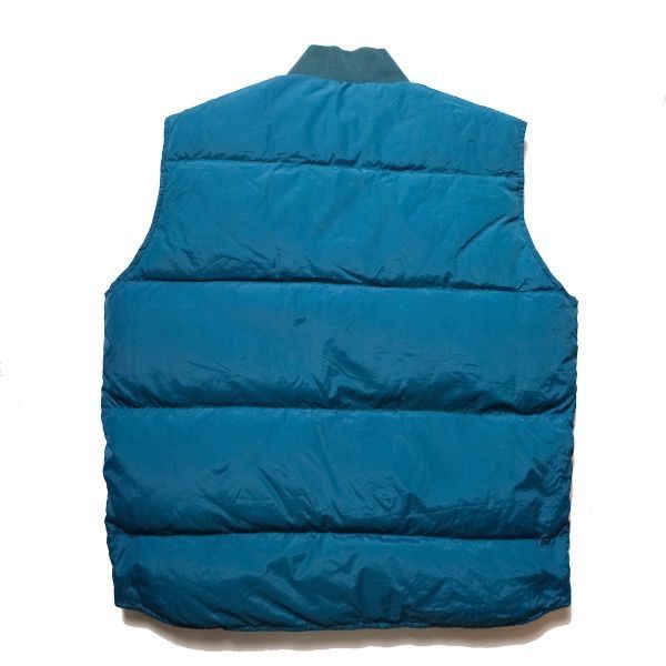 古着 90s LANDS' END 軽量 ナイロン シェル グース ダウン ベスト 青 L 80's 90's ランズエンド フルジップ ナイロン ダウンベスト (L