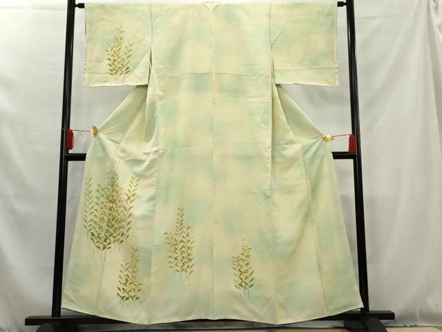 平和屋着物○訪問着 絞り 草木文 紺地 仮絵羽 正絹 逸品 未