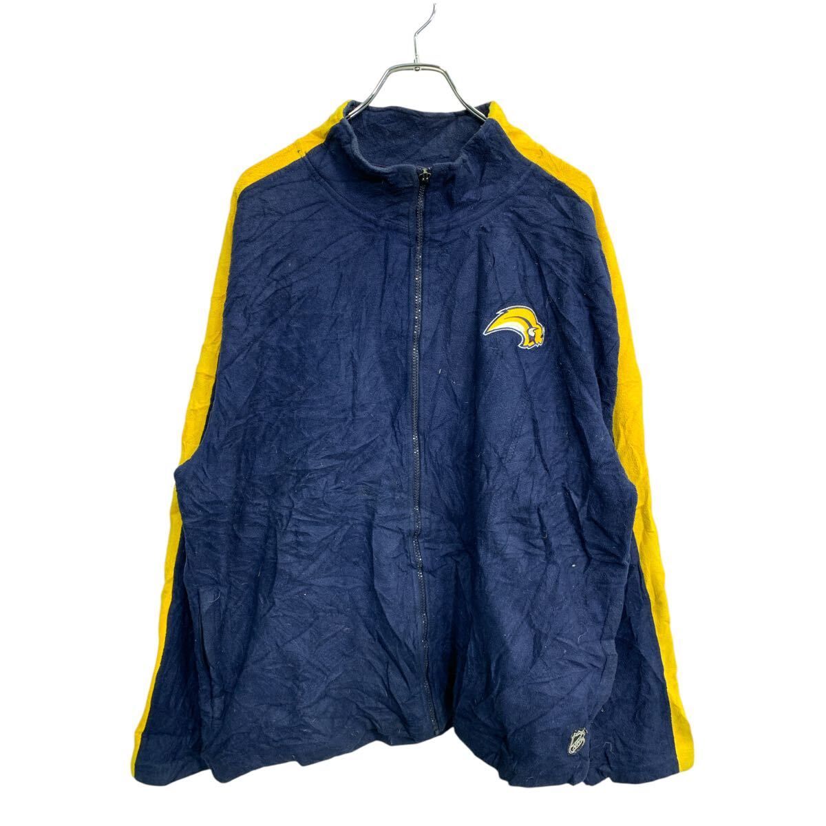 Reebok フリースジャケット XLサイズ リーボック ネイビー イエロー 古着卸 アメリカ仕入 t2411-4084