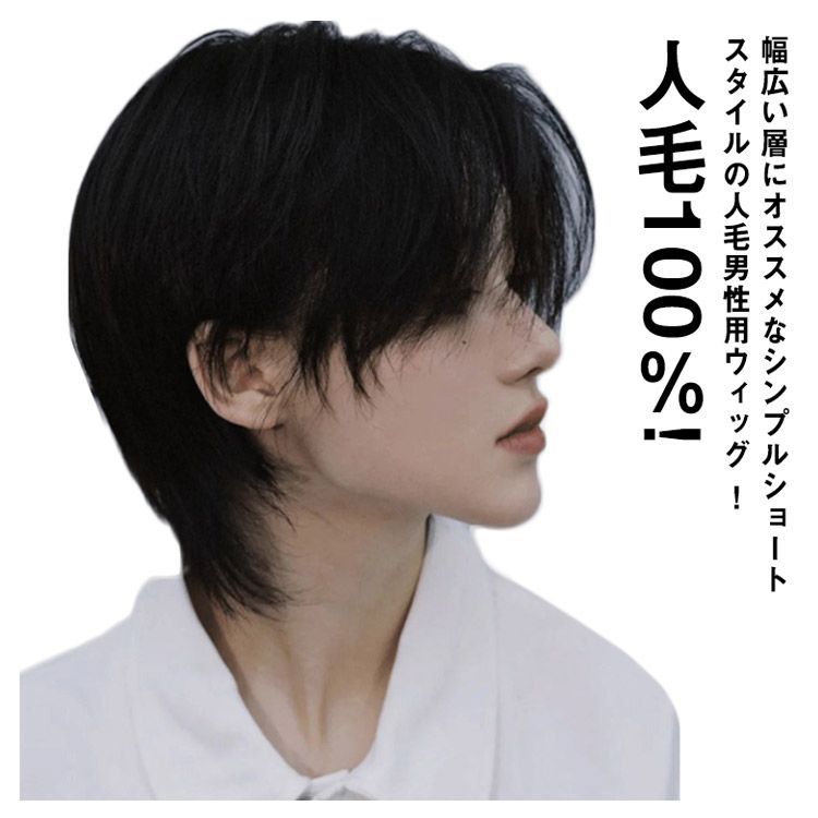 メンズ ウィッグ 男性用 かつら 100%人毛 黑色佐藤繊維 M＆KYOKO