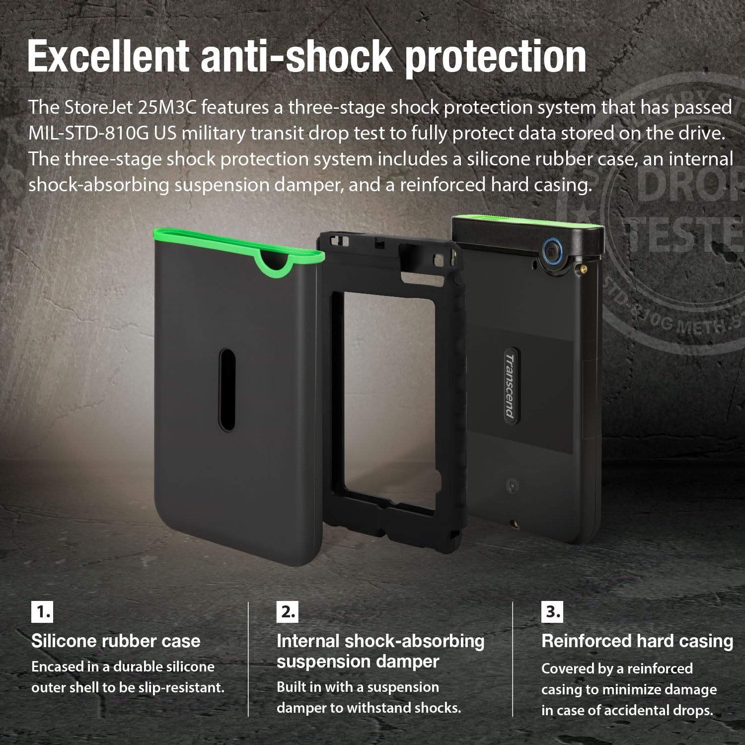 Transcend ポータブルHDD 4TB 耐衝撃 USB3.1 Gen1 Type-C 3年保証 TS4TSJ25M3C