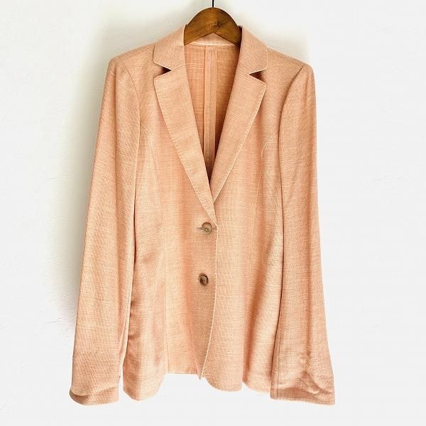 snc レリアン Leilian ジャケット 13 オレンジ系 シルク混 麻混