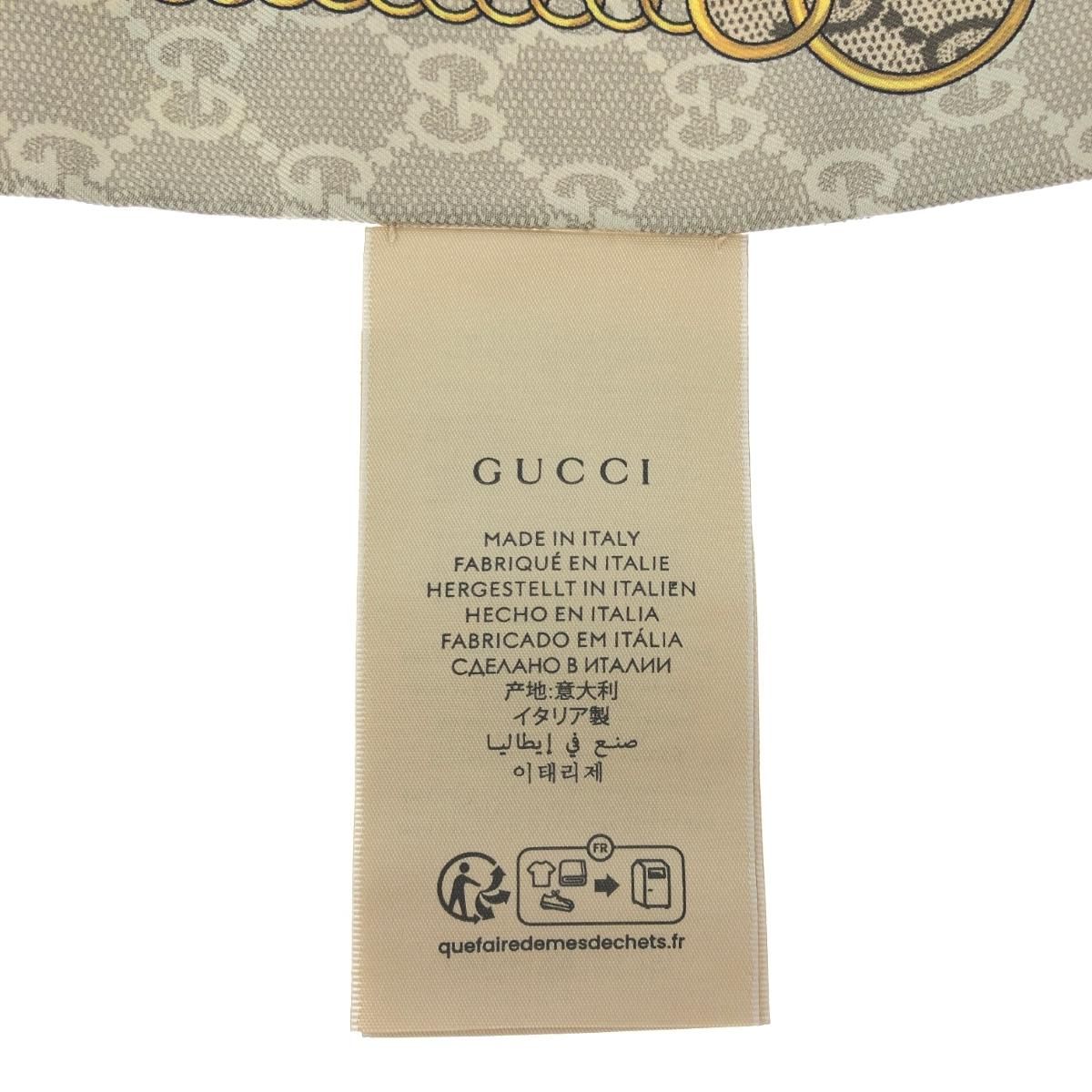 新品同様 GUCCI グッチ ネックボウ スカーフ 774819 ブラック/ベージュ