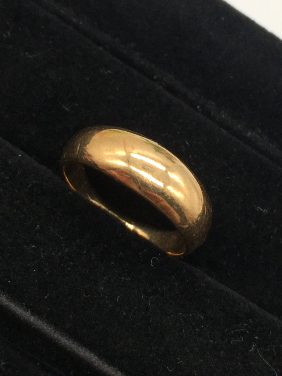 (T90520) K18 甲丸 かまぼこ リング 指輪 約8号