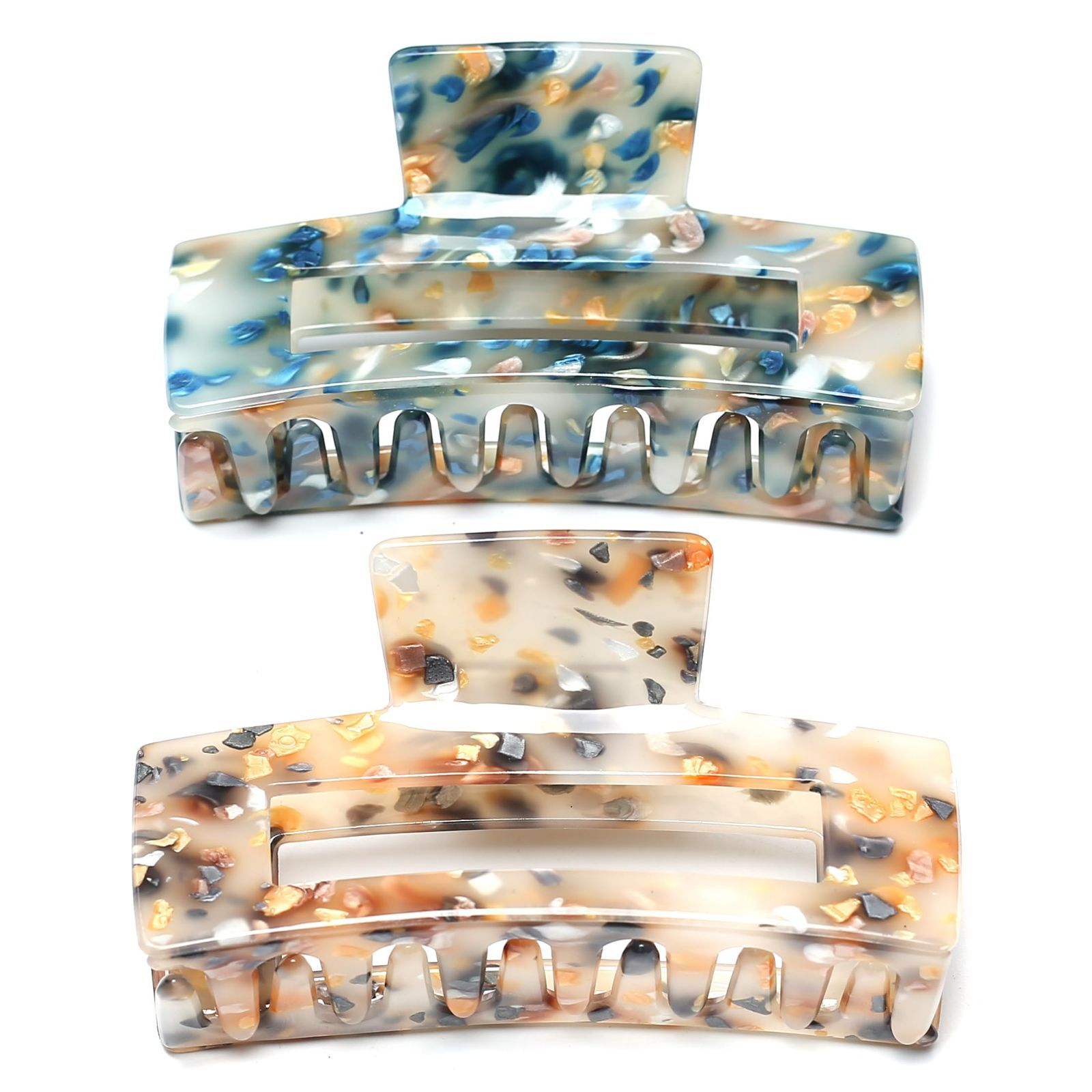 大きめ ブルー ヘアクリップ 髪留め クリップ 青 バンズクリップ 大人 QinGoo ヘア おしゃれ 韓国 レディース 1本 10 5 cm Blue