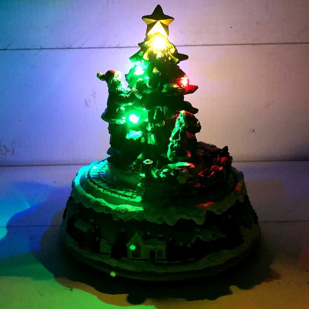 難あり クリスマス タワーツリー LED付 オルゴール/8曲 音楽 オブジェ