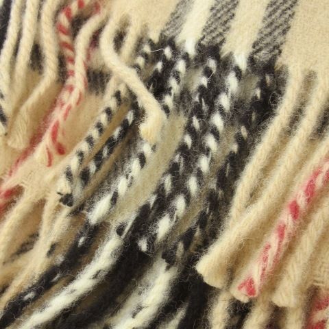 BURBERRY バーバリー ブランケット 毛 ベージュ チェック柄 フリンジ BURBERRY バーバリー ブランケット 毛 ベージュ チェック柄