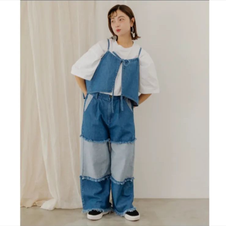 パッチワークデニムパンツ
