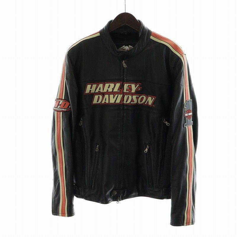 ハーレーダビッドソン HARLEY DAVIDSON ヴィンテージ ライダースジャケット バイクウェア シングル レザー 牛革 No1 ナンバーワン  ジップアップ 長袖 ロゴ ワッペン 刺繍 M 黒 ブラック □GY22 /MQ - メルカリ