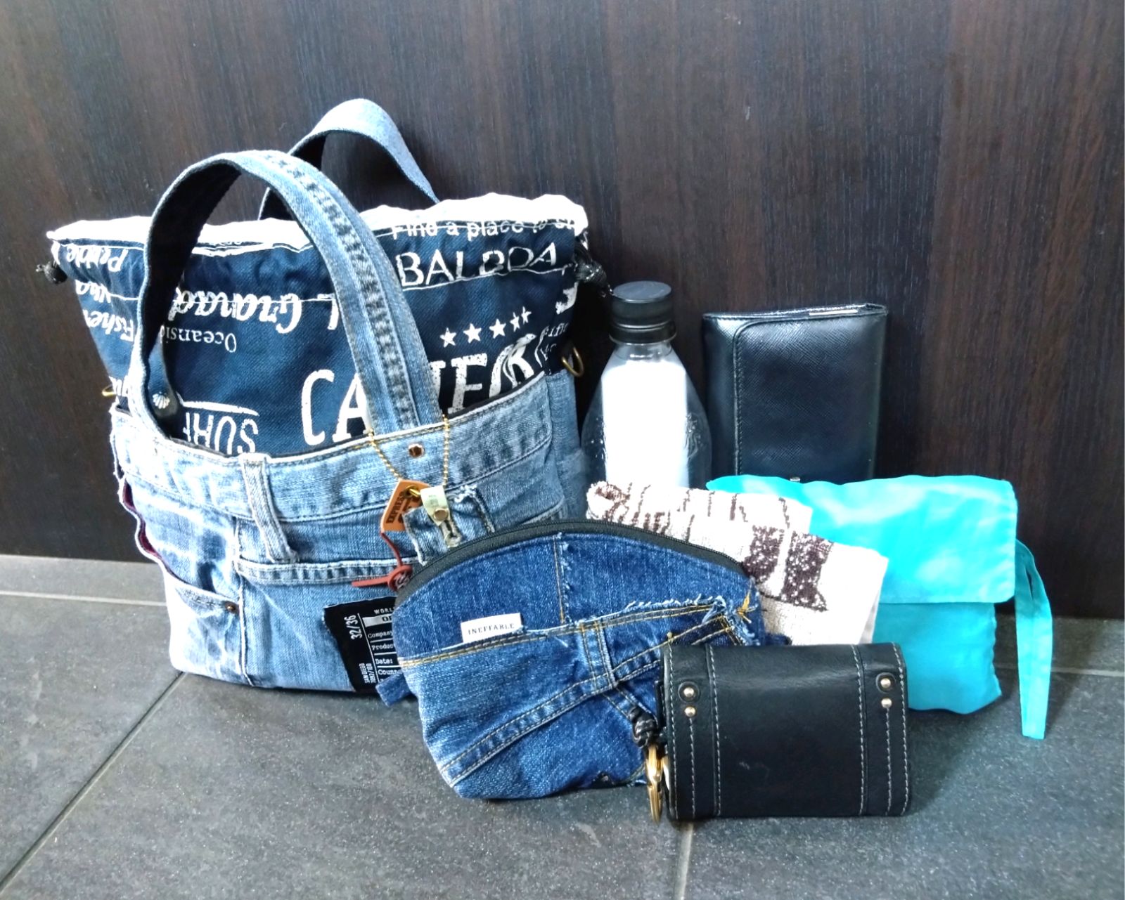 🆕№747【DENIM✖️巾着ToteBag⚮̈】デニムリメイクトートバッグ