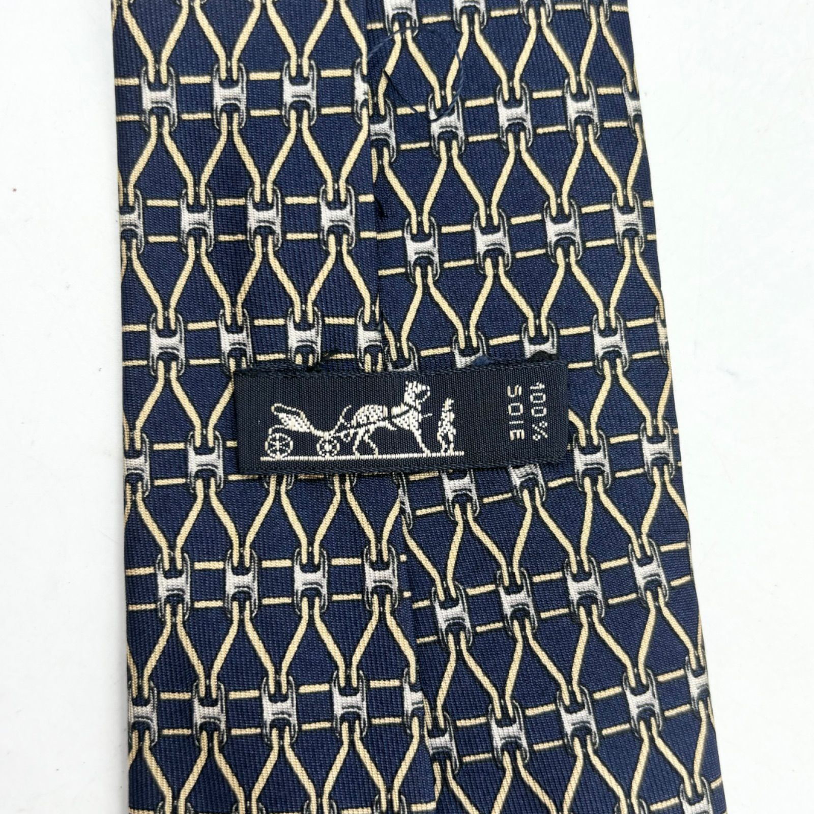 極美品 箱付き エルメス HERMES ネクタイ 青色 メンズ フランス製