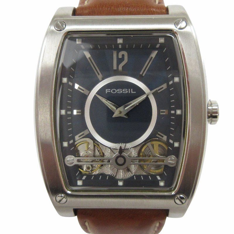 フォッシル FOSSIL 腕時計 アナログ クオーツ 文字盤 紺 ネイビー ウォッチ ジャンク