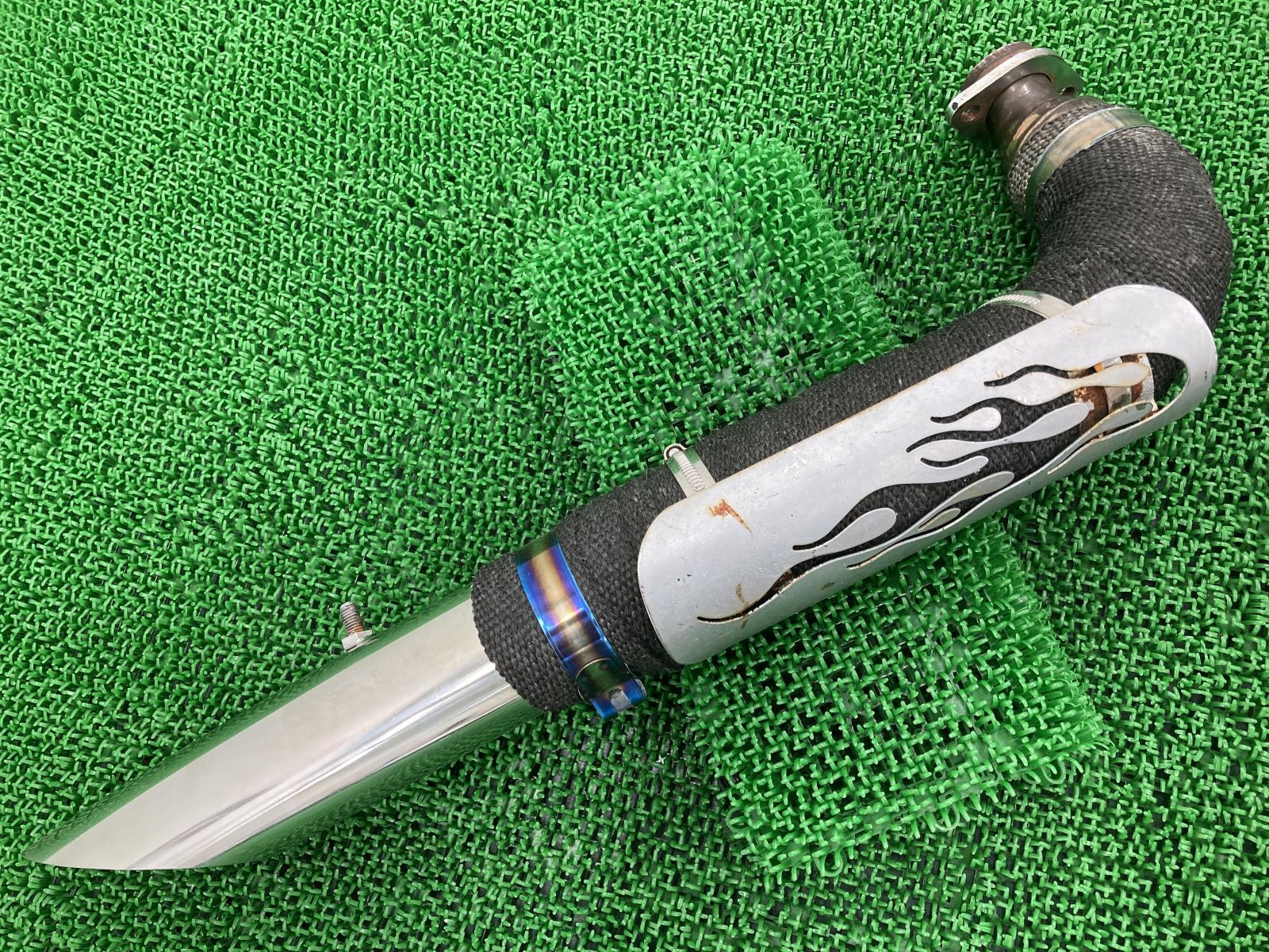 ガレージTu0026F製ドラッグスター400 マフラー 後バンク 社外 中古 バイク 部品 4TR VH01J ステン ベントマフラー コケキズ無し 品薄