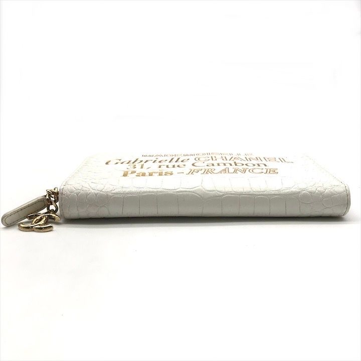 良品 CHANEL シャネル ガブリエル ドゥ クロコ型押し ラウンド 