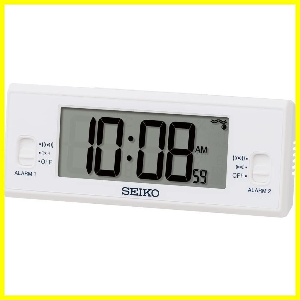 【在庫限定】白 電波 48×123×30mm デジタル 置時計 SQ321W 目覚まし時計 セイコークロック