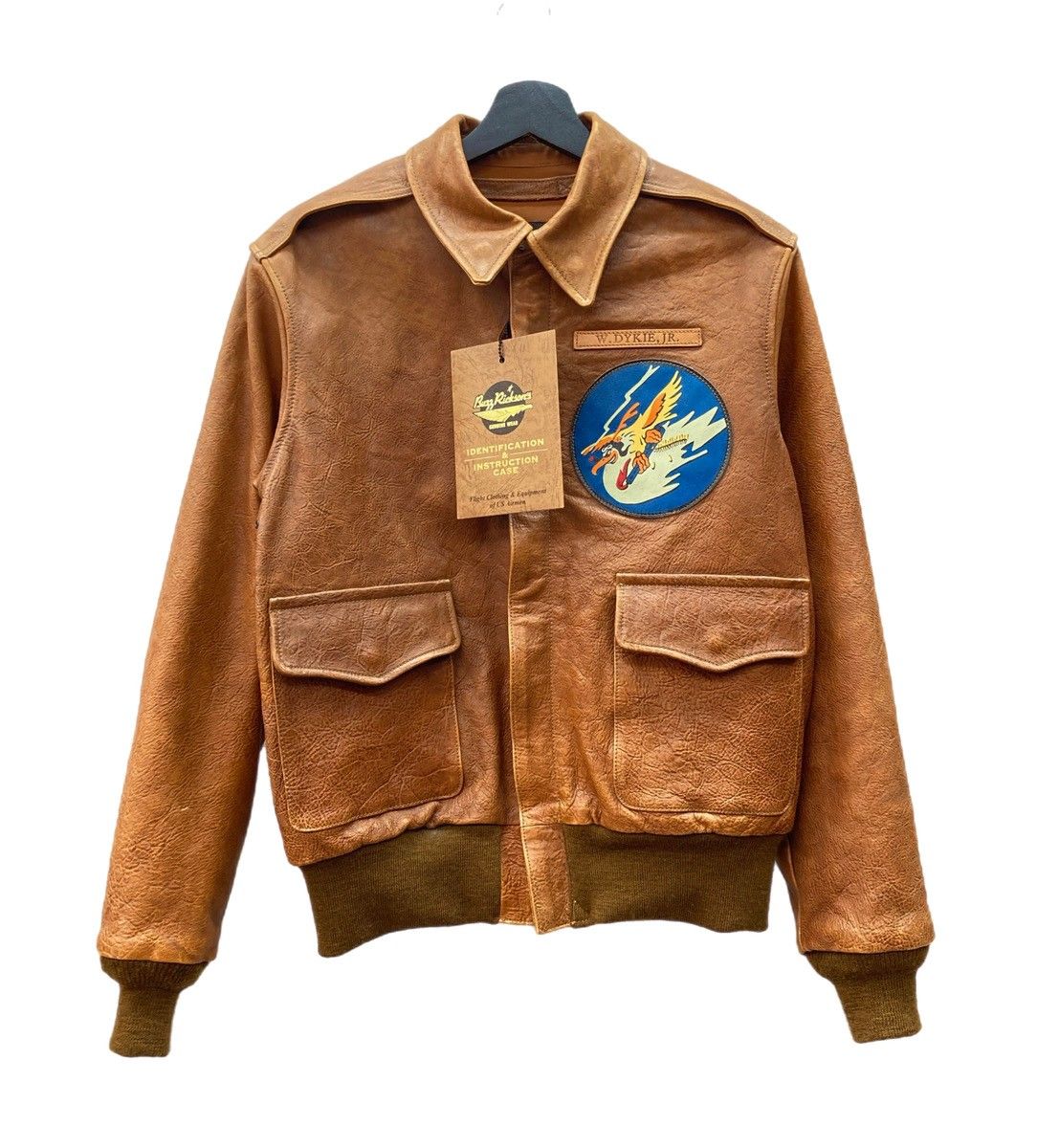 バズリクソンズ BUZZ RICKSON S 東洋 TYPE A-2 HORSE HIDE FLIGHT JACKET DUBOW フライトジャケット レザー 馬革 CROWN 片爪 茶 サイズ 38 ジャケット ワンポイント ブラウン 104MT-1991