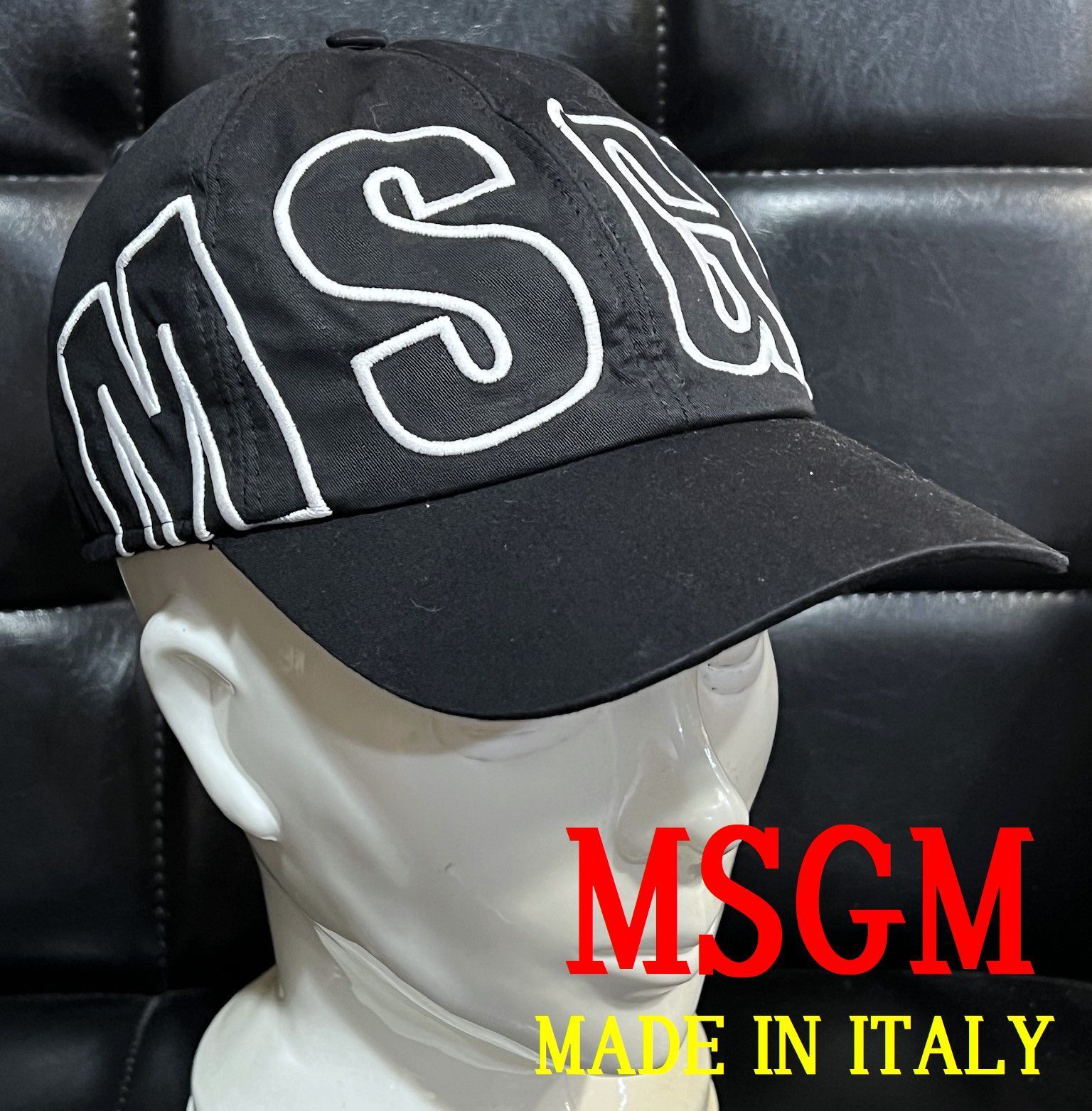 美品 正規 MSGM イタリア製 キャップ 黒白 フリー エムエスジーエム 2740ML04