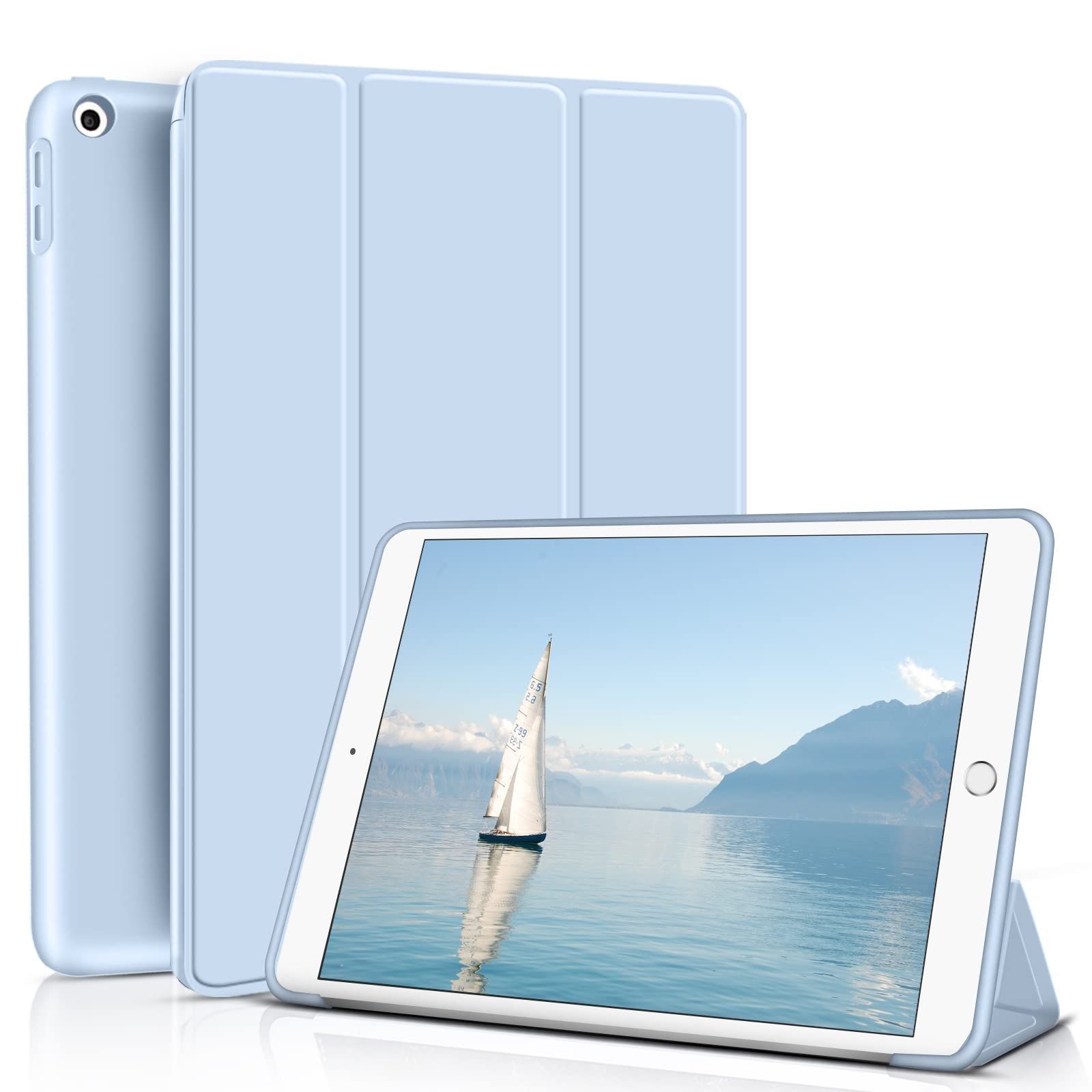 【新着商品】薄型 柔らかいシリコン 超軽量 TPU材質 iPad iPad 9 カバー 傷つけ防止 ケース 耐衝撃 3段階折り畳み可 2021/2020/2019 スタンド マグネット付き 自動スリープ機能 10.2インチ iPad 第9世代/