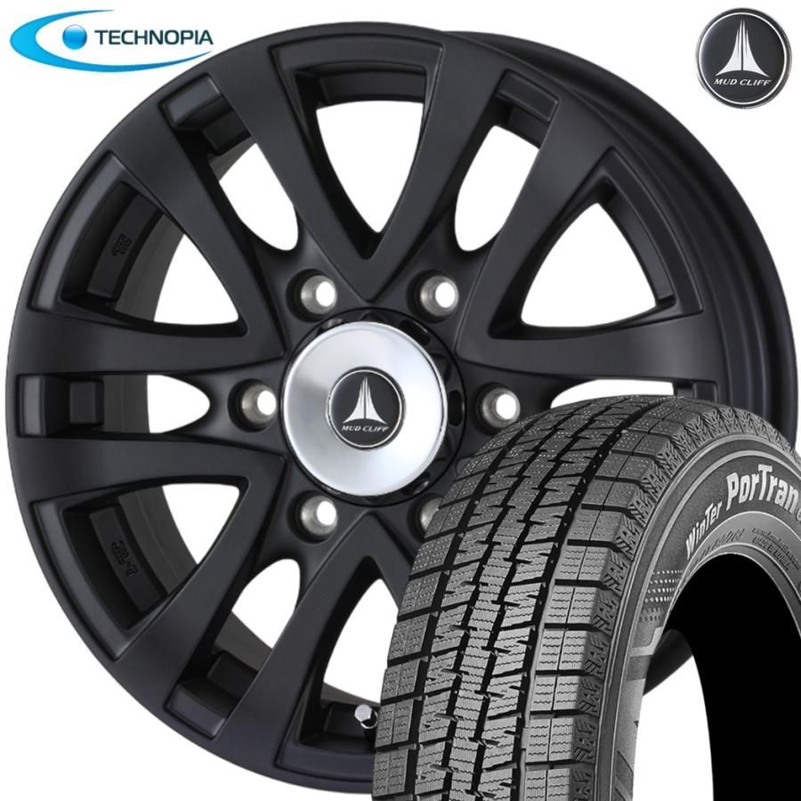 期間 スタッドレス テクノピア MUD CLIFF マッドクリフ 15ｘ6.0 ＋33 6H|139.7 マットブラック ｘ４本 2025年製 クムホ CW61 195|80R15