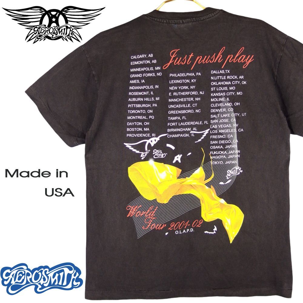 185 AEROSMITH エアロスミス Tシャツ 美品 USA製 ブラック Lサイズ 