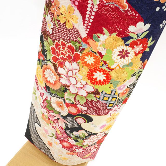 平和屋着物○豪華振袖 総絞り 舞花文 茶色地 正絹 逸品 AABD7597ph