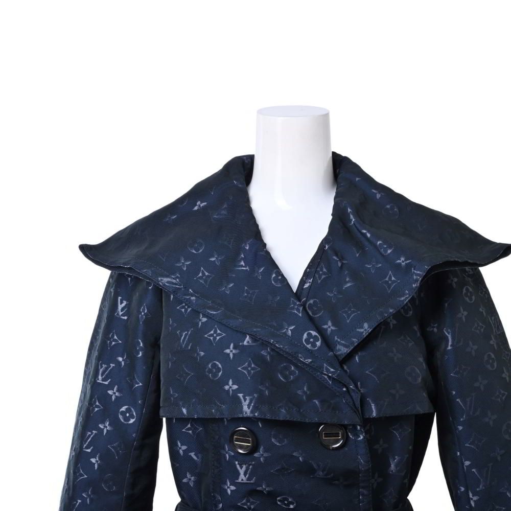 【美品】LOUIS VUITONルイヴィトントレンチコート　ネイビー LOUIS VUITTON ベルト付き モノグラム トレンチ コート 36 ネイビー