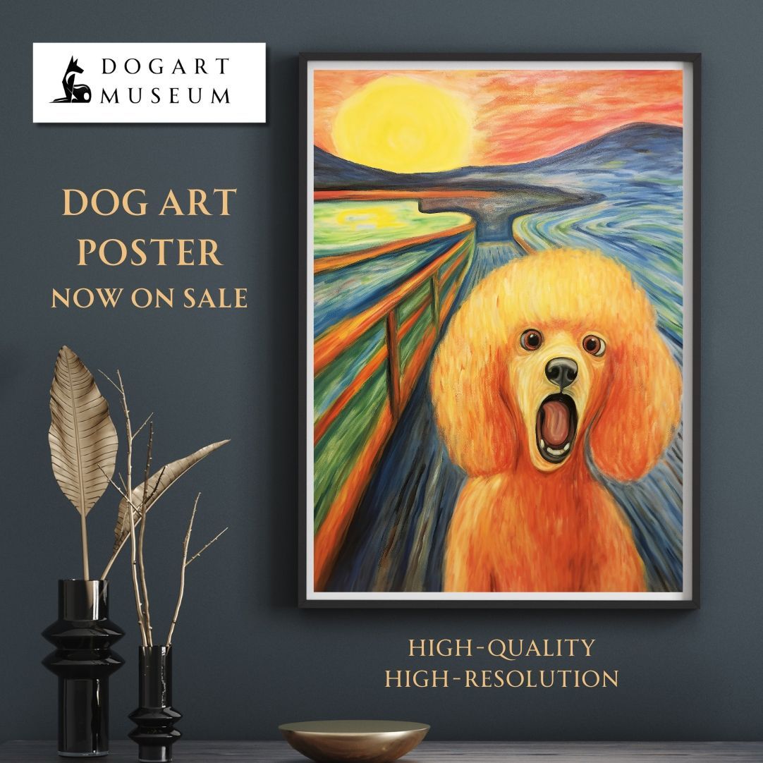 The Scream Dog - プードル犬 No.1】ムンク 叫び アートポスター 犬の