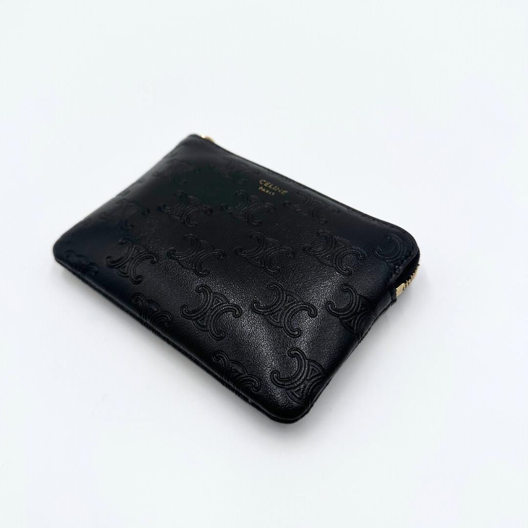 【美品】Celine トリオンフ エンボス ロゴコインケース マカダム 美品】Celine トリオンフ エンボス ロゴ コインケース マカダム