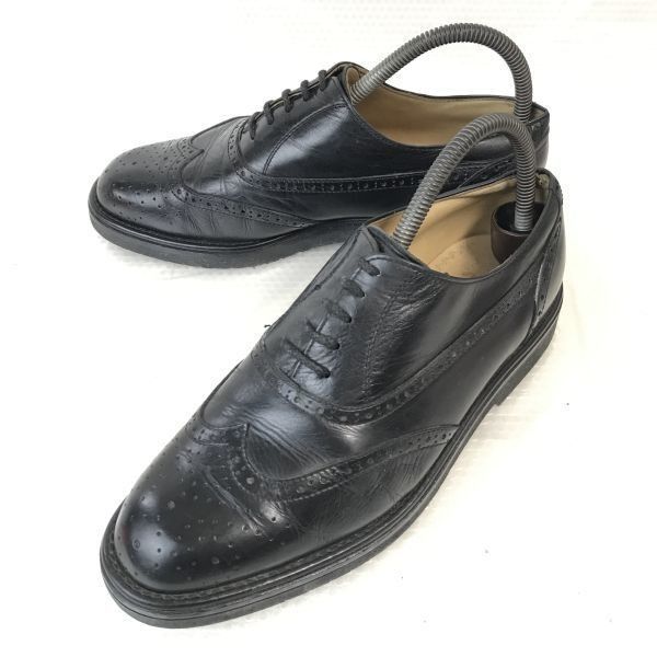 ビンテージ★ランセル/LANCEL POLO CUP★本革/フルブローグ/ウイングチップ【24.5/黒/BLACK】内羽根式/ビジネス/dress shoes◆pE-187 ビンテージ☆ランセル/LANCEL POLO CUP☆本革/フルブローグ/ウイング