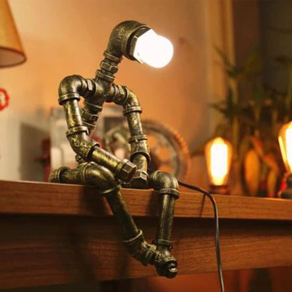 デスクランプ 北欧風 工業 レトロ 卓上ライト ロボットスタンドライト おしゃれ テーブルランプ ベッドサイドライト 卓上読書灯 雰囲気作り インダストリアル 間接照明 読書 寝室 仕事 バー等に最適 E27 ALLUCK 110V 1灯 ブロンズ SKLAD-KIRPICHA_RU