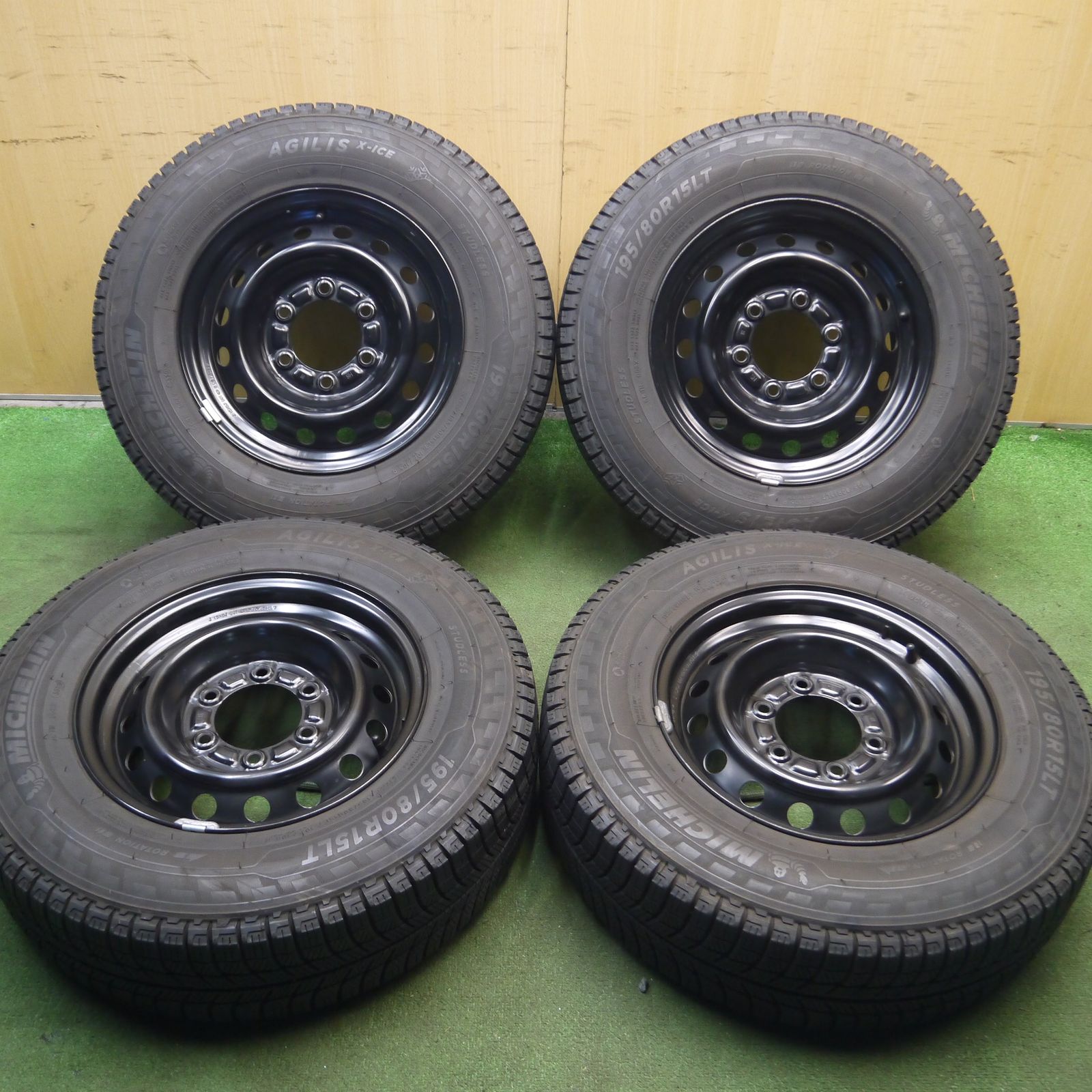 *送料無料*バリ溝！20年！キレイ！9分ハイエース 純正 195/80R15 107/105R スタッドレス ミシュラン AGILIS X-ICE スチール ホイール 15インチ PCD139.7/6H4010513Hス