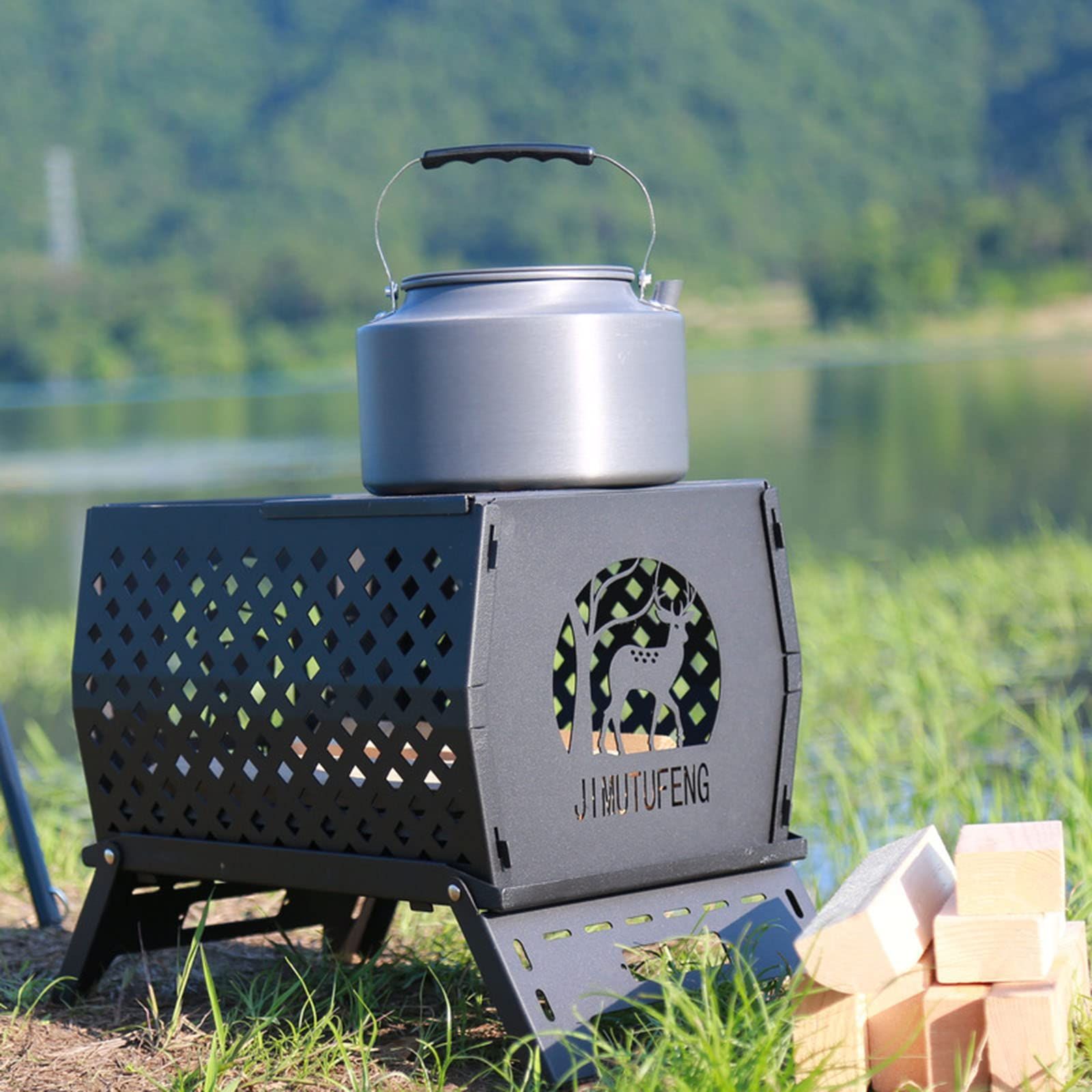 【人気商品】大型 キャンプ用 折り畳み式 エルクの形 荷重20kg 焚火台 耐火シート/収納バッグ付き 携帯便利 コンパクト アウトドア用品 Pedoleco キャンプ/ビーチ/釣り/登山/遠足 組み立て簡単 (A)