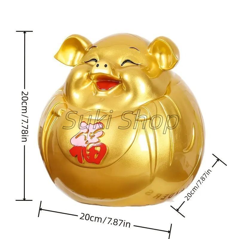 豚 ブタ 置物 オブジェ 貯金箱 バンク 金 ゴールド 風水グッズ 開運