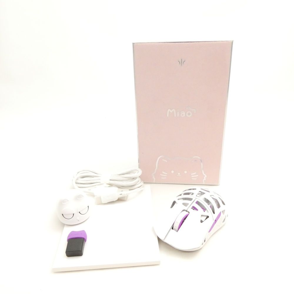 WLMOUSE ワンリンマウス Beast Miao White-Purple ゲーミングマウス マグネシウム合金製 小型 猫 肉球 ワイヤレス PC周辺機器 HU1599