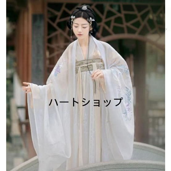 オリジナル漢服三点セット かぶりかさ 中国古代伝統衣装漢服宮廷唐時代衣装 スタジオ舞台撮影チャイナドレス 中華コスプレ衣装 イベン