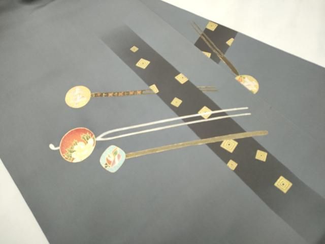 平和屋着物○塩瀬 九寸名古屋帯 簪 花鳥文 金彩 正絹 逸品 CAAV7132hy