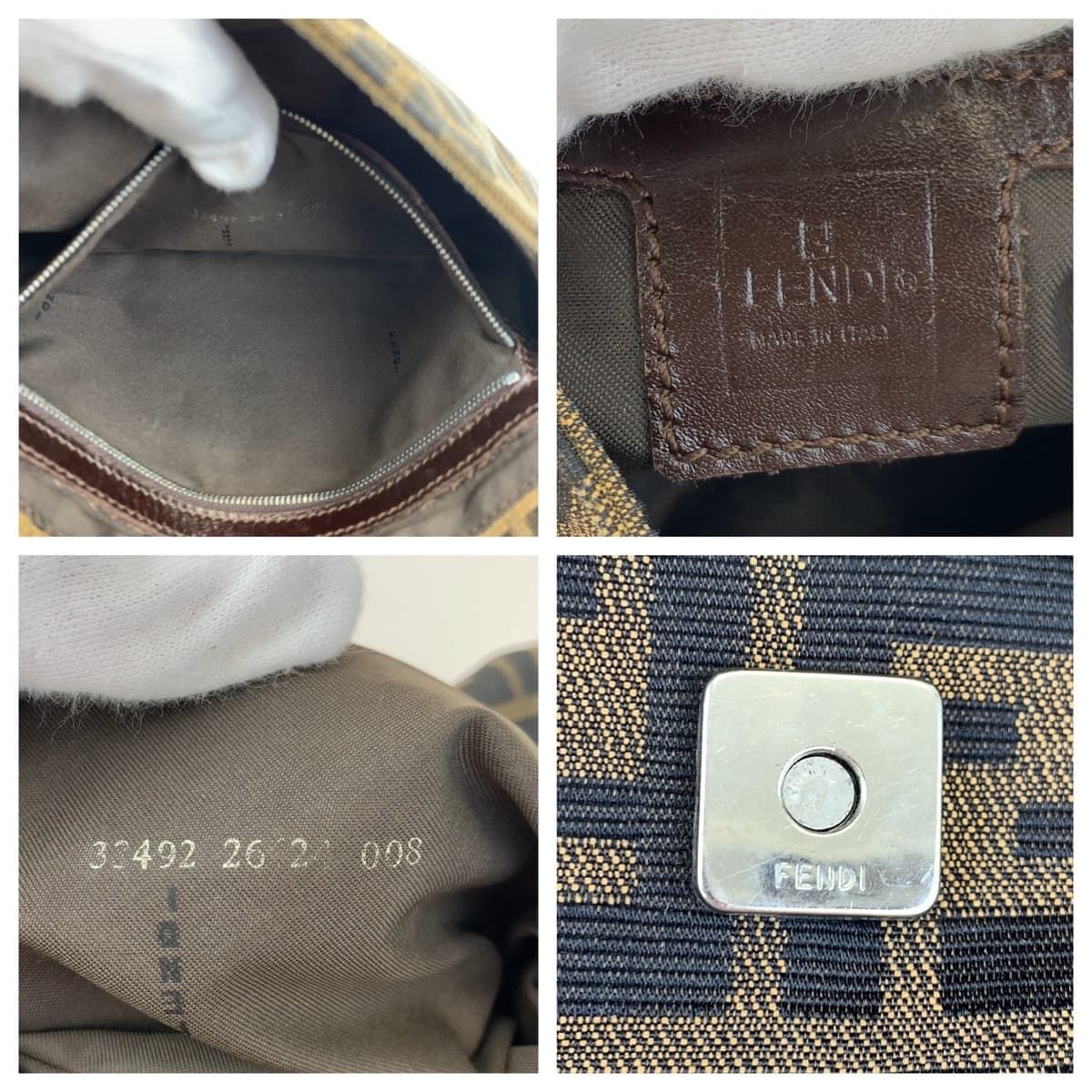 美品 FENDI フェンディ ズッカ マンマバケット ブラウン 茶 シルバー