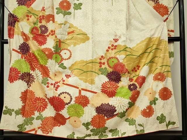 305 吉祥花文 超美品 駒刺繍 疋田染 金彩 振袖フルセット正絹 青緑 裄67 305 吉祥花文 超美品 駒刺繍 疋田染 金彩 振袖フルセット正絹