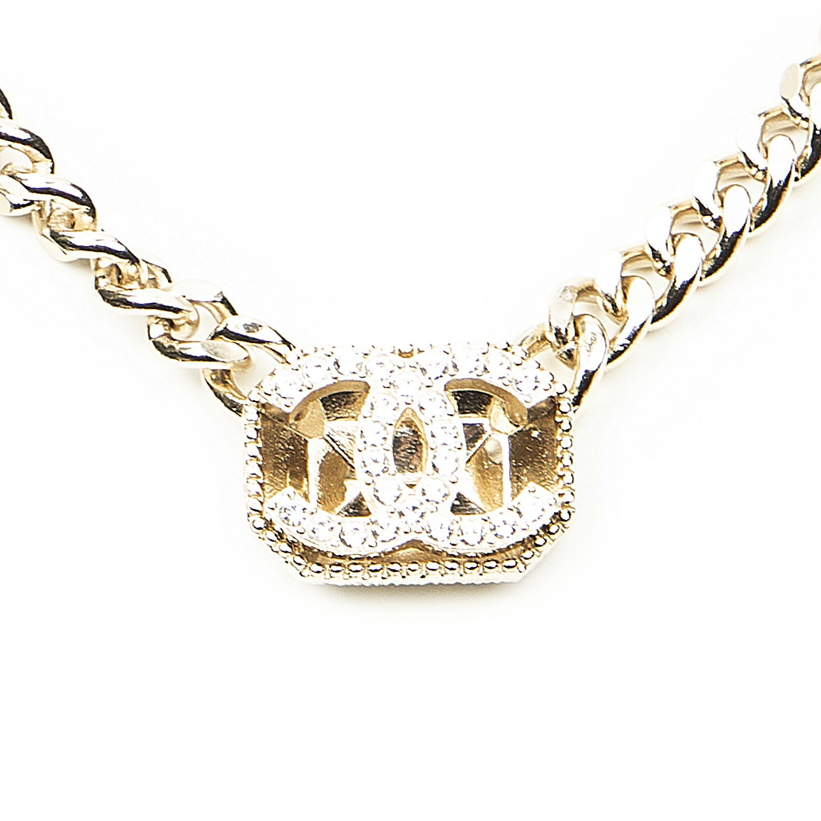 CHANEL シャネルCCラインストーンチェーンチョーカー銀シルバーメッキA